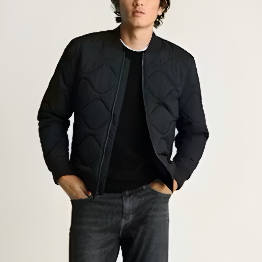 Bonobos Black Quilted Jacket with Purple Lining